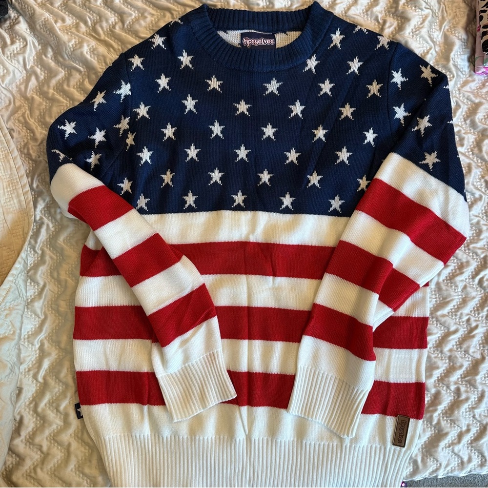 Tipsy Elves Red and White Crewneck Sweater